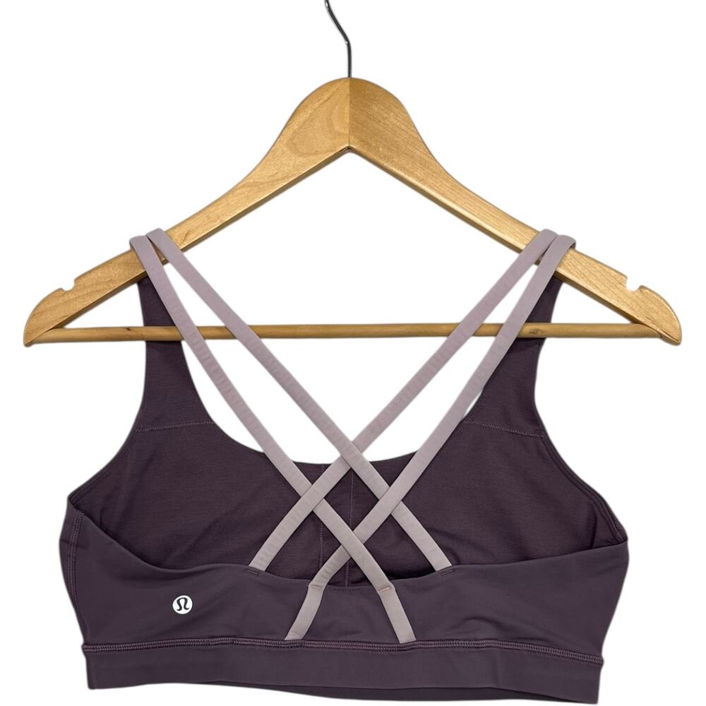 Lululemon Energy Sports Bra Womens 10 Purple Plum Strappy Activewear Yoga Gym